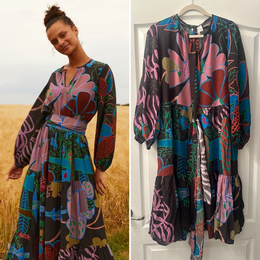 SOLER midi belted dress S